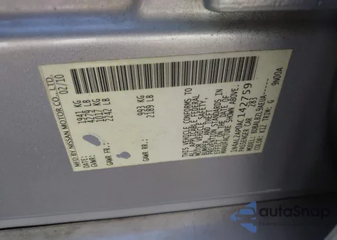 2010 Nissan Altima 2.5 S z USA, uszkodzony, nr VIN 1N4AL2AP0AC142759